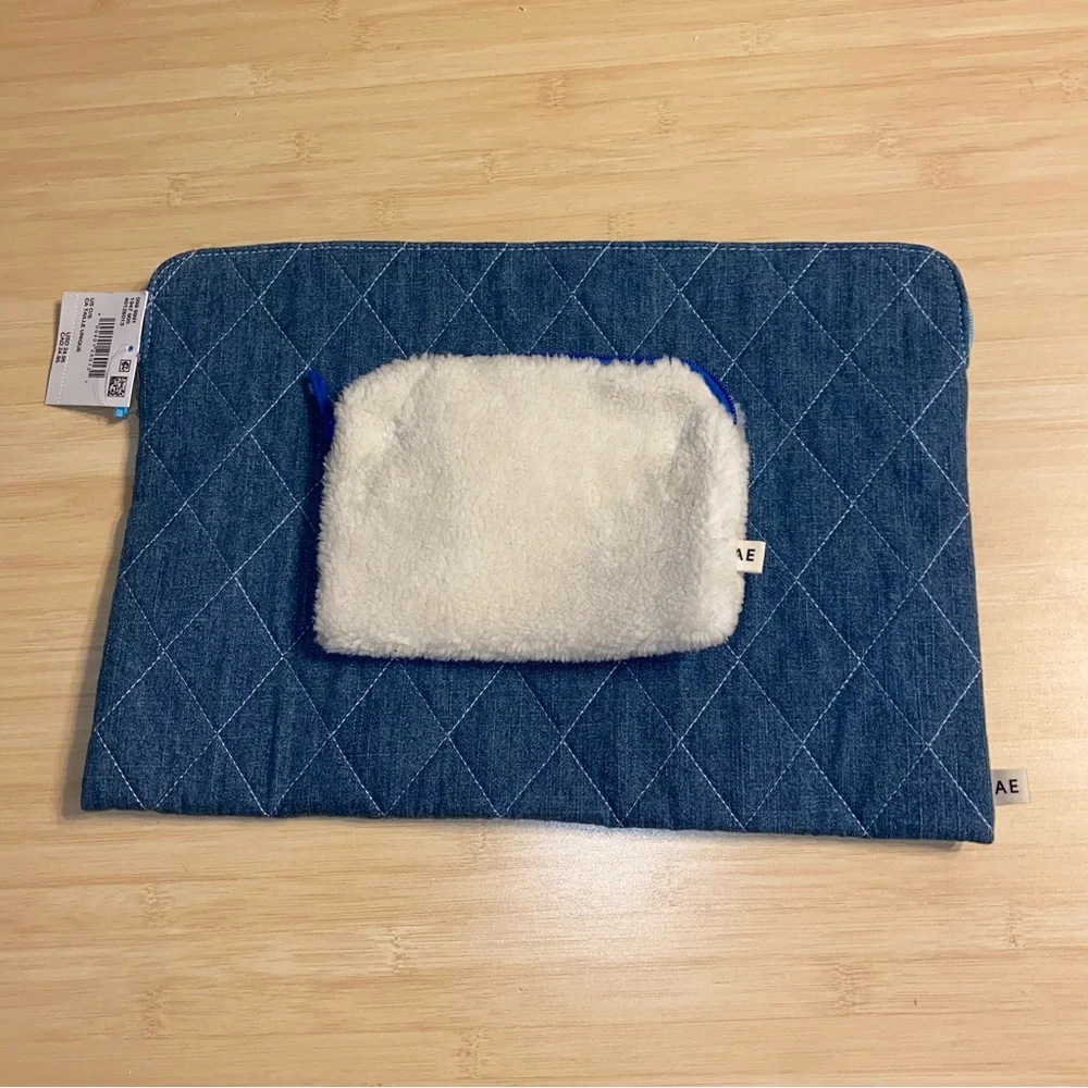 New American Eagle Quilted Laptop Sleeve Sherpa & Denim Bag Sleeve